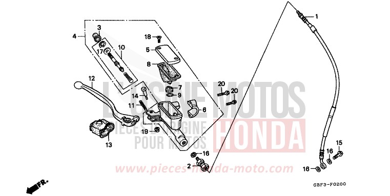 VORDERRADBREMSE (1) von CR80R "große Räder" NEUCLEAR RED (R177) von 1996